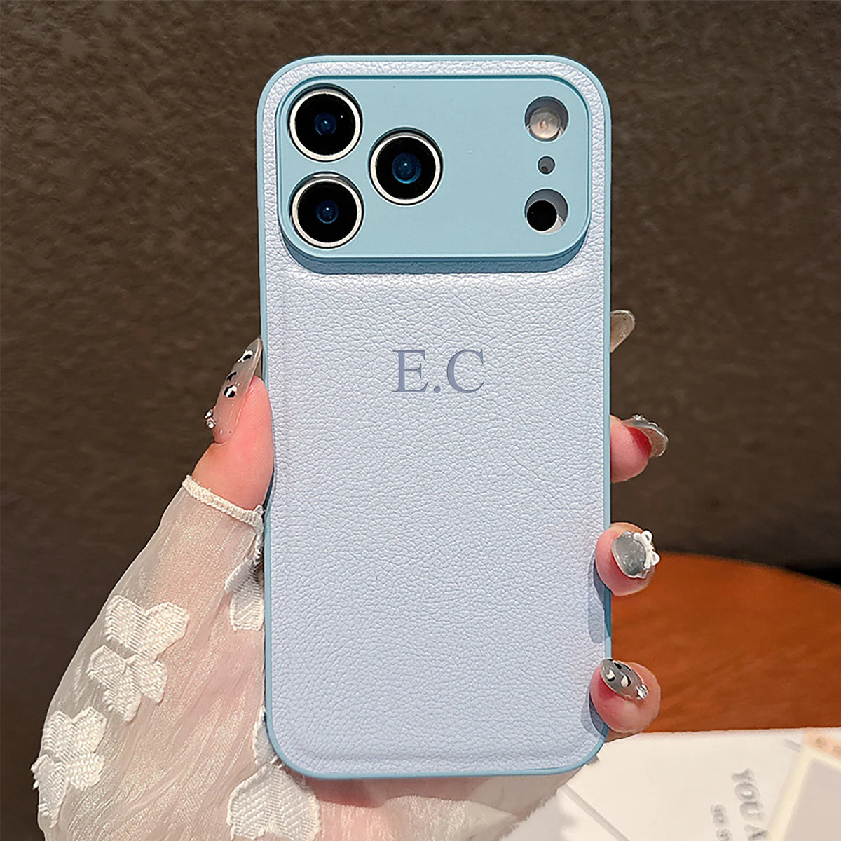 Personalized Luxury Customized Name 3D DIY Hot Engrave Faux Leather Phone Case For iPhone 17Pro Max 16 15 14 13 Pro Max Plus Air