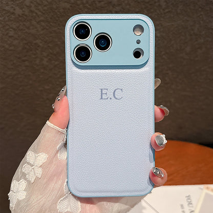 Personalized Luxury Customized Name 3D DIY Hot Engrave Faux Leather Phone Case For iPhone 17Pro Max 16 15 14 13 Pro Max Plus Air