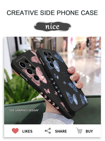 Little Butterfly Phone Case For Samsung Galaxy S24 S23 S22 S21 S20 S10 S10E S9 Ultra Plus FE Note 20 Ultra 10 9 Plus Cover