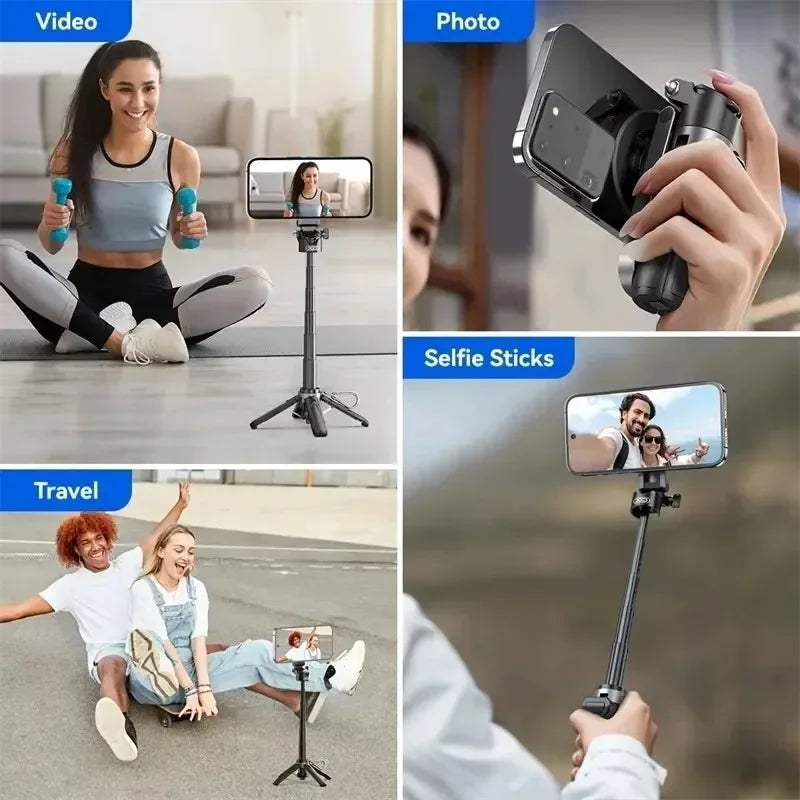 For Magsafe Magnetic Selfie Stick Mini Bluetooth Extendable Handle Tripod For iPhone Samsung Mobile Phone Stabilizer Selfiestick