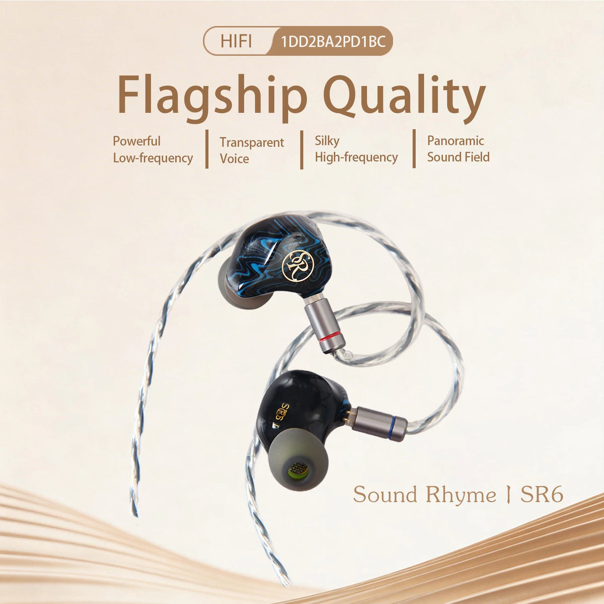 Sound Rhyme SR6 1DD + 2BA + 2PD+ 1BC Driver Multi-Driver In-Ear Monitor Hybrid Driver Wired Earphones with 2in1 Switchable cable