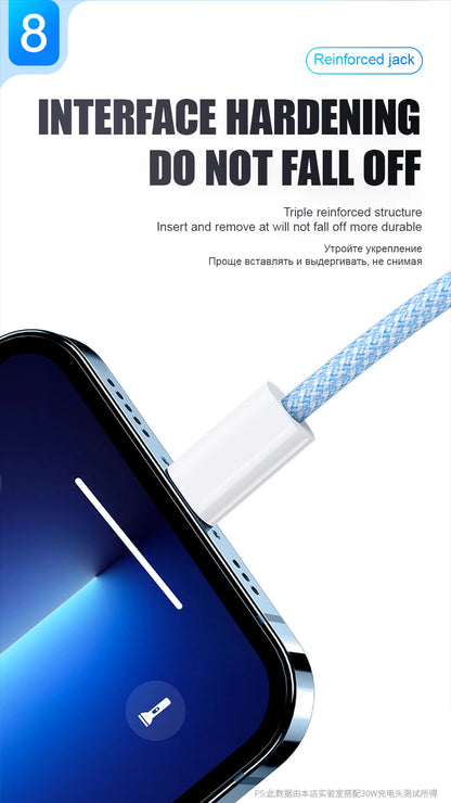 1-50Pcs Original PD 60W Fast Charging Type C Cable For Apple iPhone 13 14 12 11 17 Air 15 16 Pro Max Plus Weaving Charging Cable
