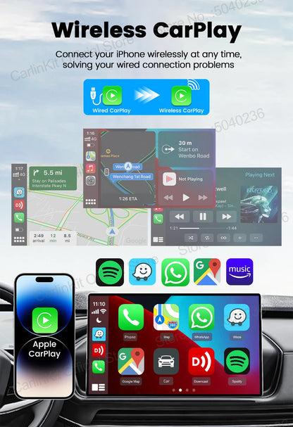 2026 CarlinKit 5.0 Mini Ultra 3 CarPlay Android Auto Wireless Adapter 2.4G&5.8GHz WiFi BLE OTA Upgrade For OEM Car Plug and Play