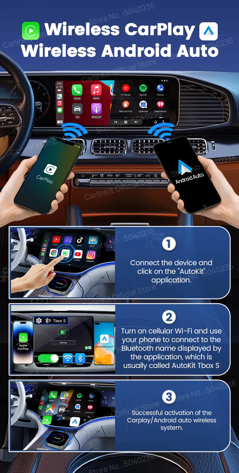 CarlinKit TV Box S2F Android 13 CarPlay Ai Box SM6225 8 Cores Wireless CarPlay Android Auto Video Streaming Box 4G LTE &WiFi GPS