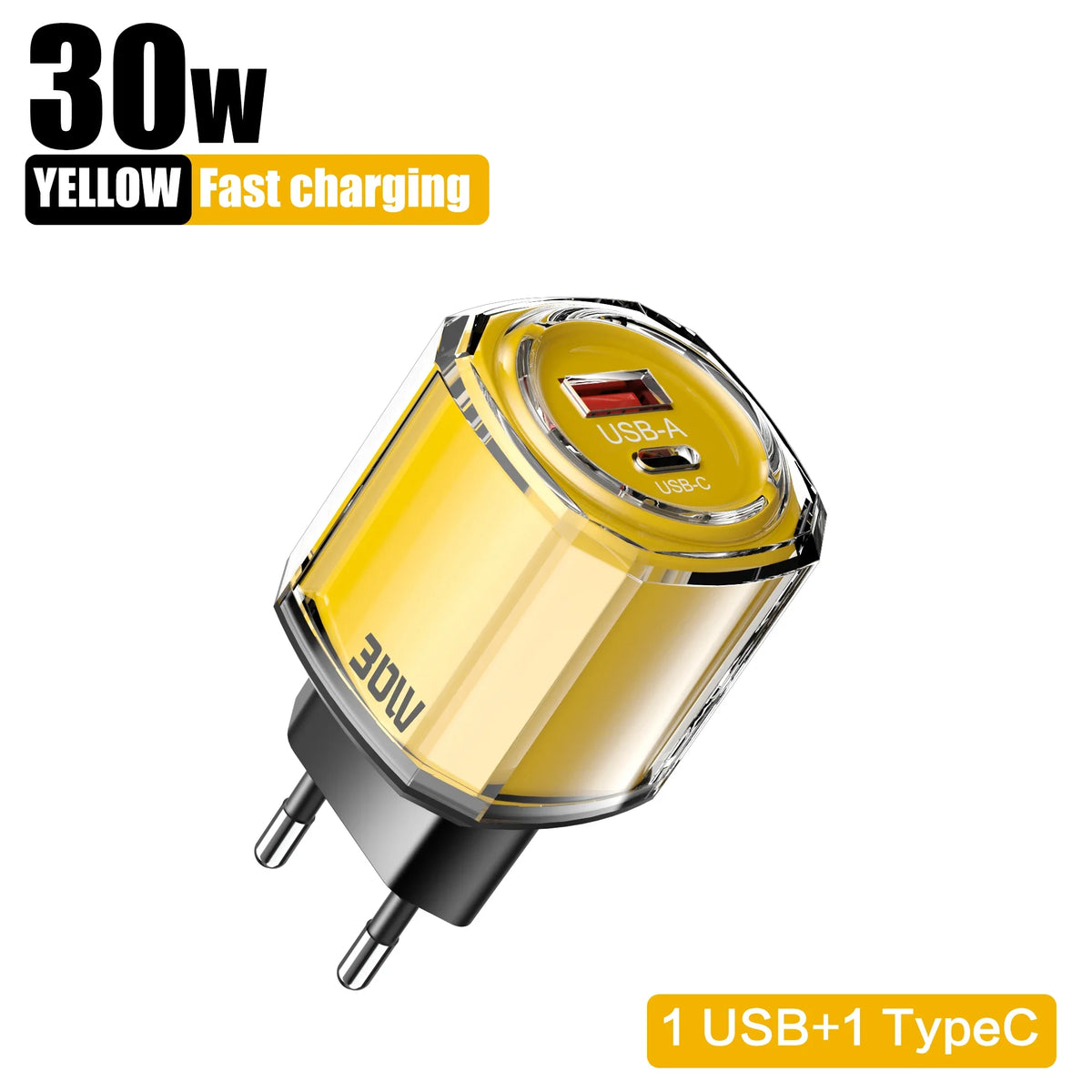 30W USB Type C Charger 2 In 1 Fast Charging Mobile Phone Adapter For iPhone Samsung Xiaomi Huawei PD Quick Charge Wall Charger