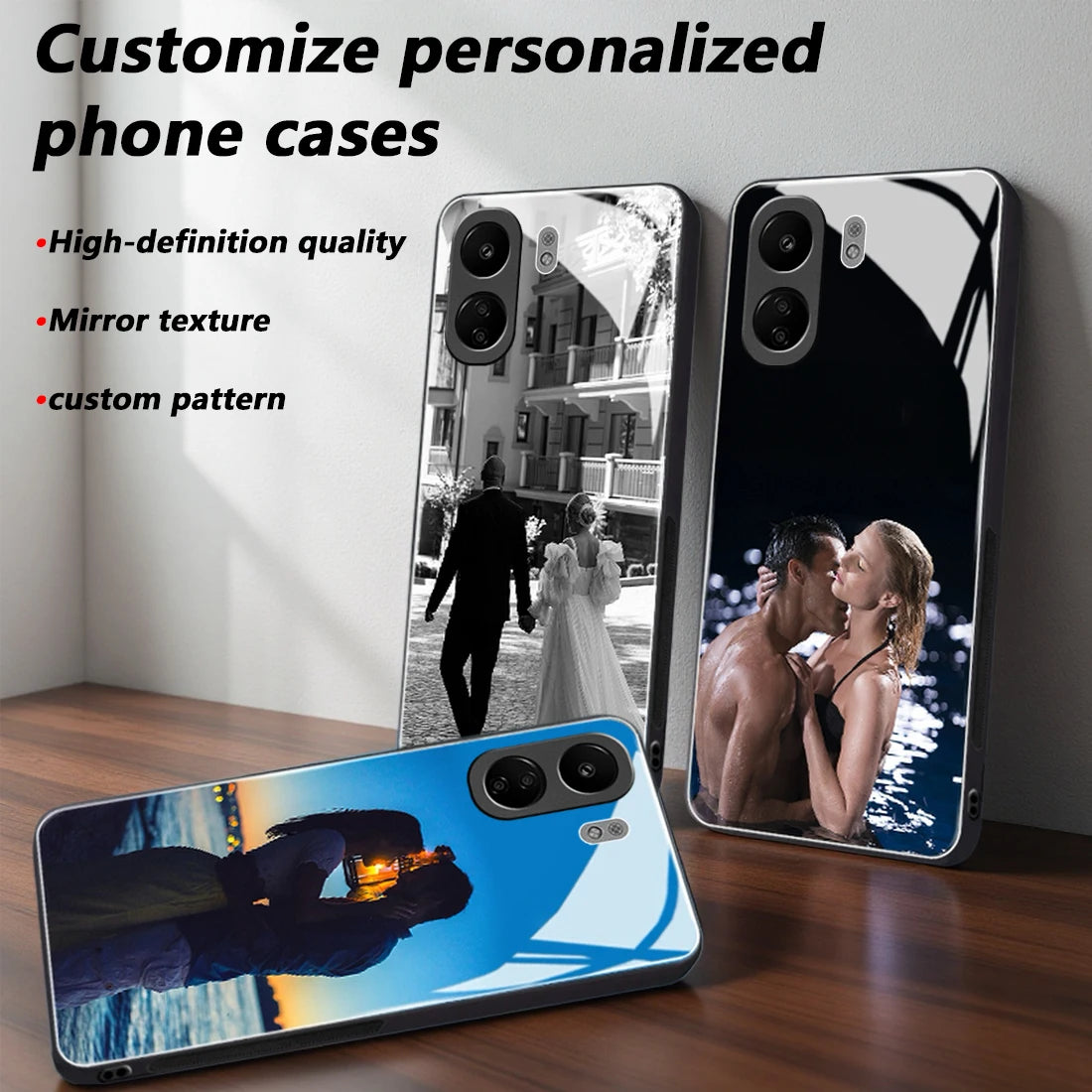 Custom Photo Mirror Glass Phone Case for Xiaomi POCO X7/X6/X5/X4/X3/X2/Pro/Neo/GT/NFC