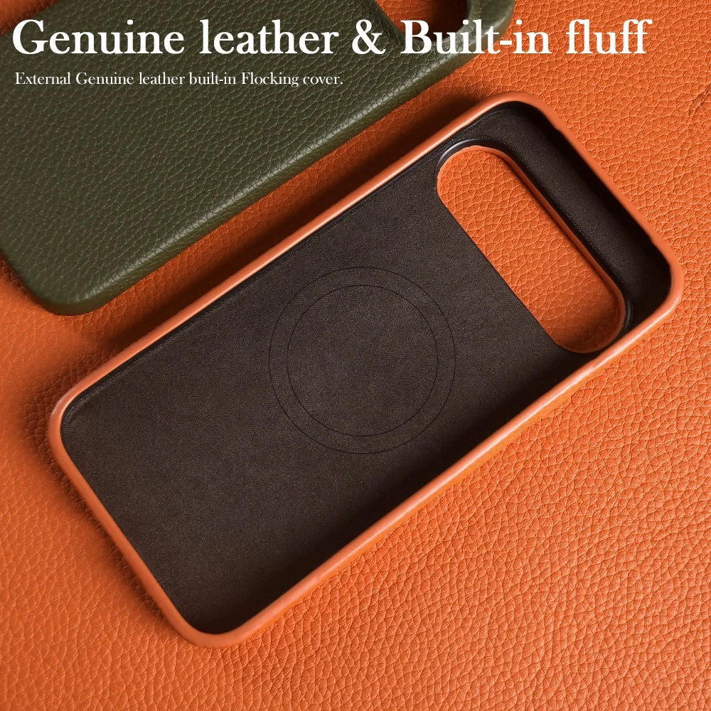 Genuine Leather Magnetic Case for Google Pixel 11 Pro Pixel 10 9 7 8 6 Full Protection Magnet for Magsafe Cases Shockproof Cover