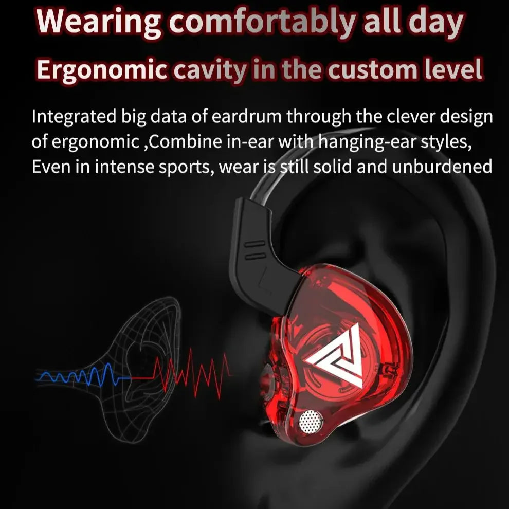 QKZ AK6 Sports In-Ear Earphones with Remote Control Microphone Heavy Bass HiFi Wired Earbuds for iPhone Samsung