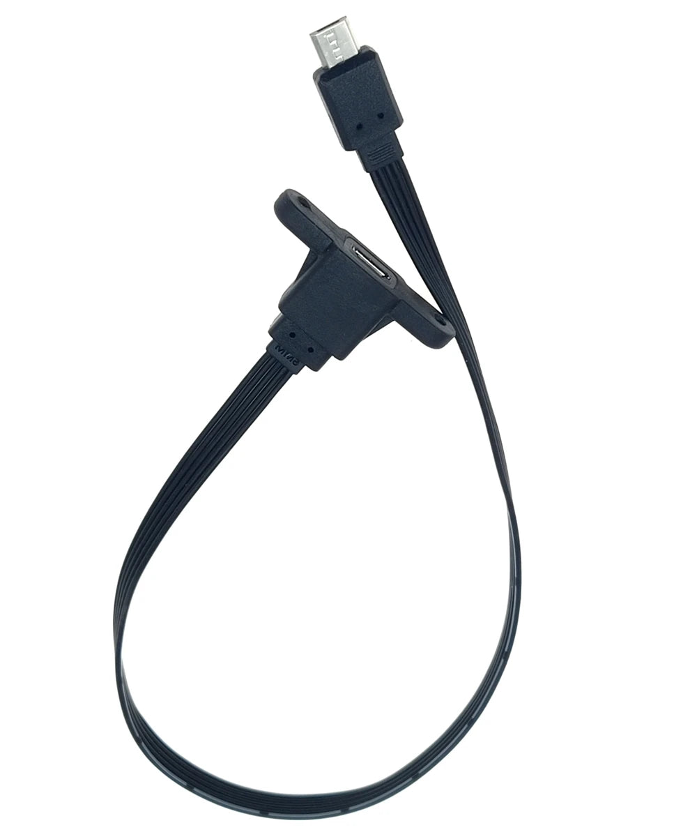 5CM 10CM 20CM MicroUSB panel mounting connector female Micro USB 5-pin.extension cable 30cm 50cm, with screw holes