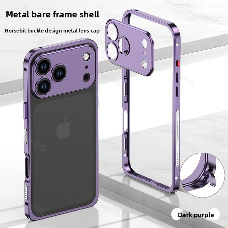 Luxury Metal Alloy Lens Protector Frame Phone Case For iPhone 18 17 16 15 14 13 Pro Max Plus Heat Dissipation Shockproof Cover