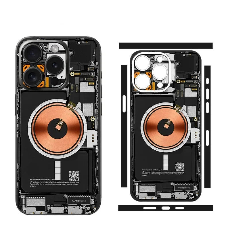 Tear Down Skin Adesivos Stikers for IPhone 15 14 13 Pro Max Plus Full Cover Circuit Camouflage 3M Wrap Change Color Sticker