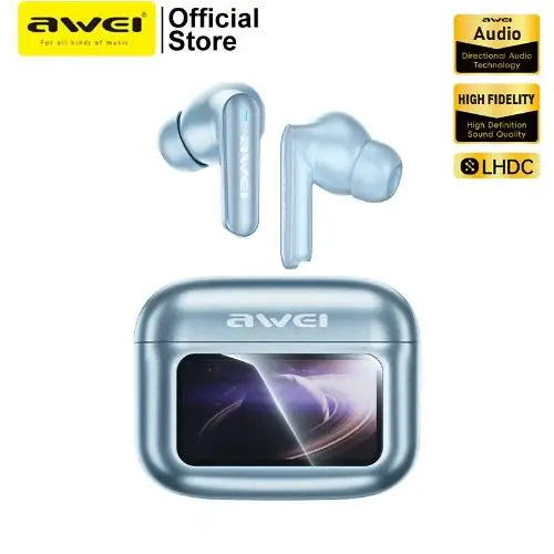 AWEI T56 ANC Wireless Bluetooth V 5.4 Earphones Noise Reduction Headphones Full-Color LED Touchscreen TWS Sport Headest With Mic