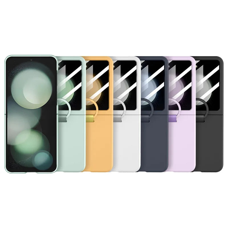 Hot Skin Feel Glass Case for Samsung Galaxy Z Flip 7 FE 6 5 5G Fold Business Fashion Cover Anti-knock Cases for Flip5 Flip6