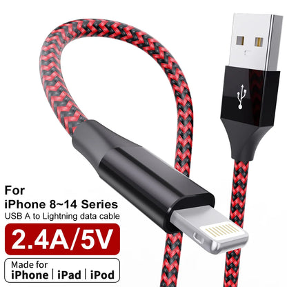 LAIHONEN MFi Certified 1PC/3PCS 10FT USB‑A to Lightning Cable Fast Charging Data Cord for iPhone 14 13 12 X XR