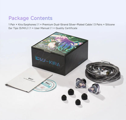 CVJ KIRA HiFi IEM In-Ear Earphones Wired Detachable Cable 3.5mm Type-C 4.4mm Balanced Earbuds For Music Gaming Anime Design