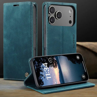 Leather Case For iPhone 17 16 15 14 13 12 11 18 Pro Max Air 16E X XR XS Max SE 2020 6 6s 7 8 Plus Luxury Magnetic Phone Cover