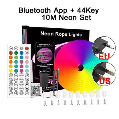24V Neon Rgb Led Strip Light Remote Control Waterproof Outdoor 5M 10M 15M 20 Meter 30M Led Flexible Neon Rope Ribbon Tape Band