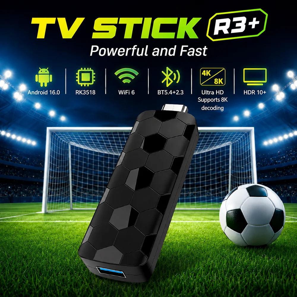 4K 8K UHD R3+ Streaming TV Stick Android 16, 8GB+128GB Storage WiFi6 Bluetooth 5.0 Built-in Google Assistant