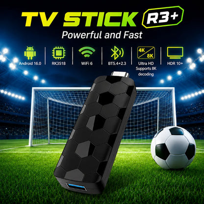 4K 8K UHD R3+ Streaming TV Stick Android 16, 8GB+128GB Storage WiFi6 Bluetooth 5.0 Built-in Google Assistant