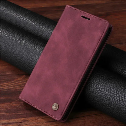 Leather Wallet Case For Samsung Galaxy S25 Edge S26 Plus S24 S23 S22 S21 FE S20 S10 S9 S8 Note 20 Ultra 10 Pro Flip Phone Cover