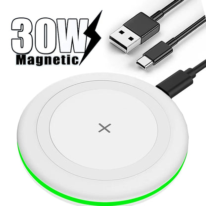 30W Wireless Charger LED Phone Charger Stand Suitable for IPhone17 -12 Pro Max 8 - Fast Charging Base for Xiaomi Samsung S25 26