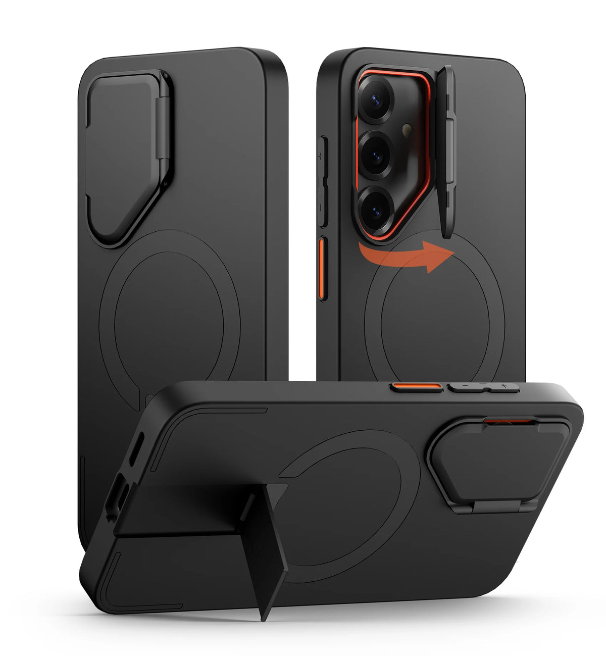 For Samsung Galaxy S25 Ultra S25+ Case Magnetic Shockproof Bumper Protective Cover with Camera Cover Adjustable Metal Kickstand