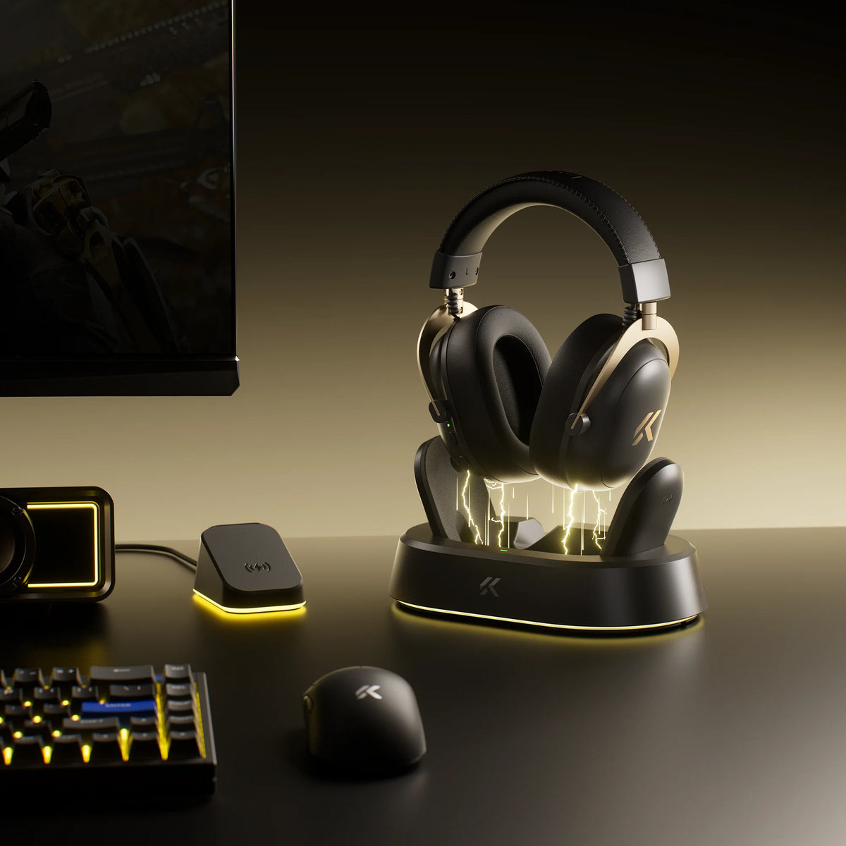 MCHOSE V9 Turbo+ E-sports Magnetic Wireless Gaming Headset 7.1 Surround Sound 90° Swivel Ear Cups Low Latency Magnetic Charging