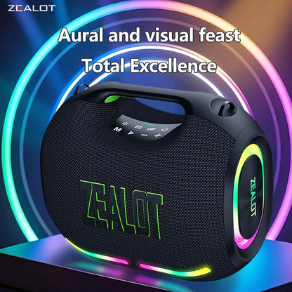 ZEALOT-ZE01 Wireless Bluetooth Speaker 120W TWS Subwoofer Bluetooth Speaker High Volume Waterproof Portable Power Bank HIFI Sound Quality Good-Looking Blue Speaker Long Battery Life