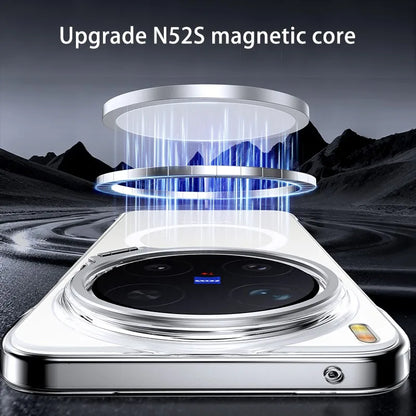 Acrylic Slim Frameless Transparent Case For Magsafe VIVO X300S X300 Pro Ultra Wireless Charging Lens Metal Stand Holder Cover