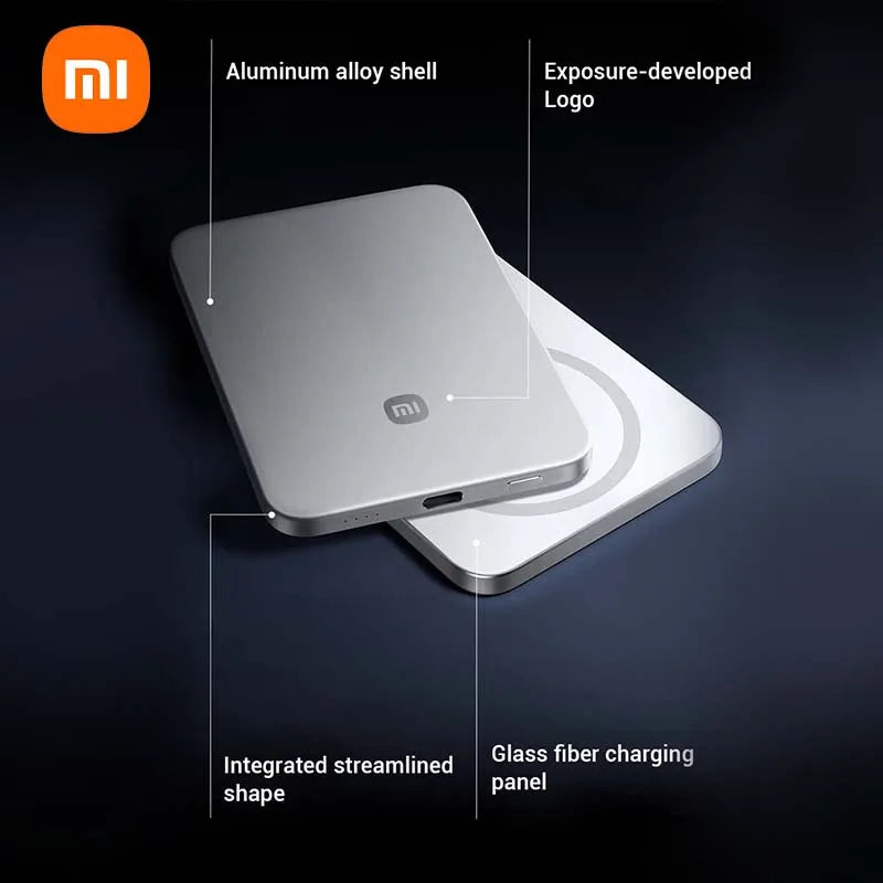 Xiaomi Jinshajiang Power Bank 5000mAh Magnetic Ultra Slim 15W Wireless Fast Charging Portable External Battery for iPhone 15-17