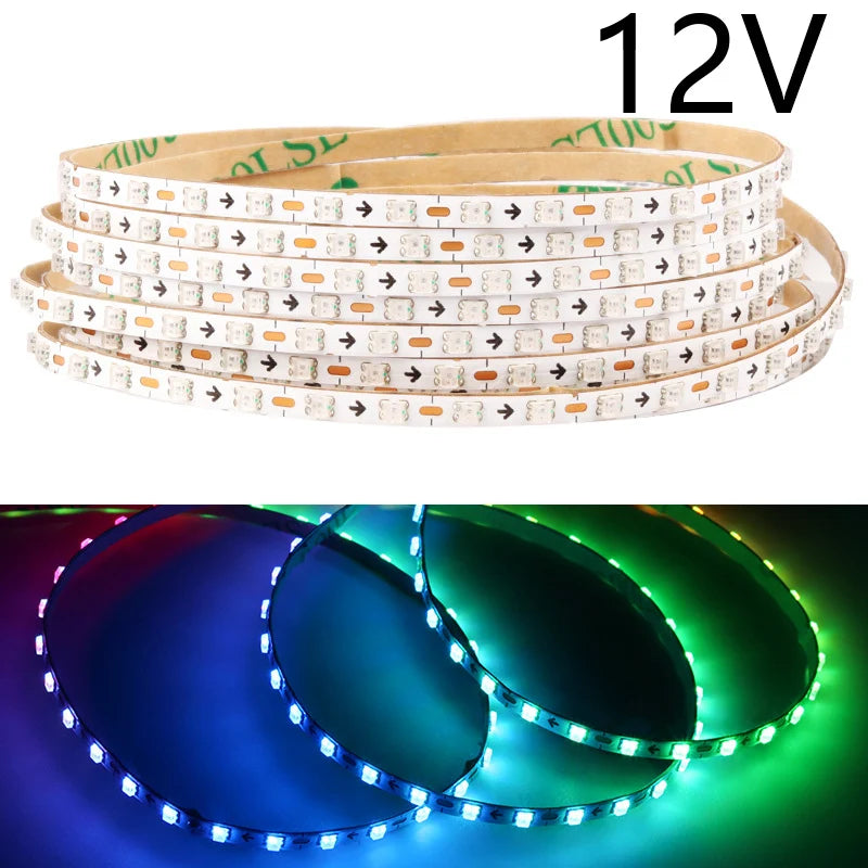 COB Smart LED Strip Light DC 5V 12V Individually Addressable 160LED Dream Colour 5mm RGB Pixel LED Tape Ribbon DIY Dimmable