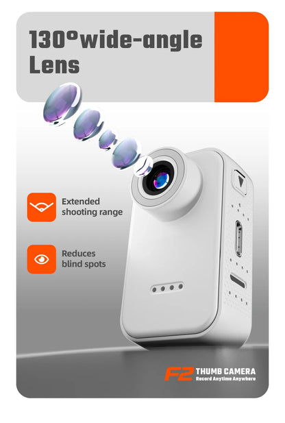 F2 Thumb Camera 1080P HD 130 Degree Wide Angle Mini Camera With IPS Screen 25g Portable Pocket Camera For Daily Recording Life