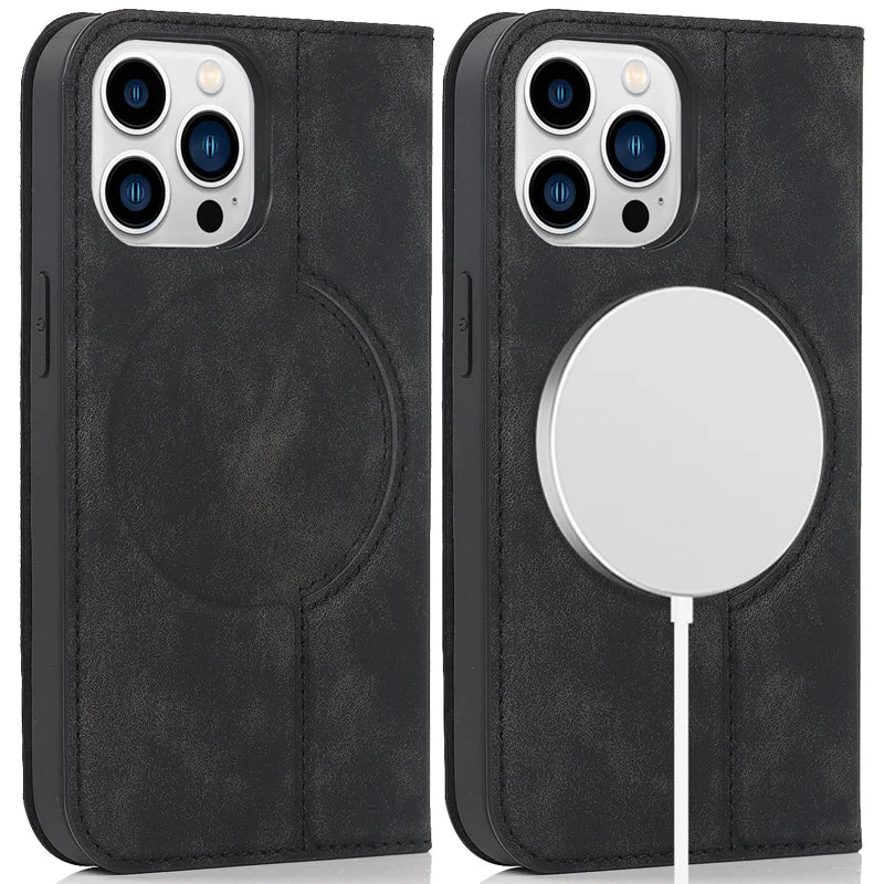 For Magsafe Wallet Leather Flip Case For iPhone 12 13 14 15 16 Pro Max mini Magnetic Wireless Charging Book Folio Cover