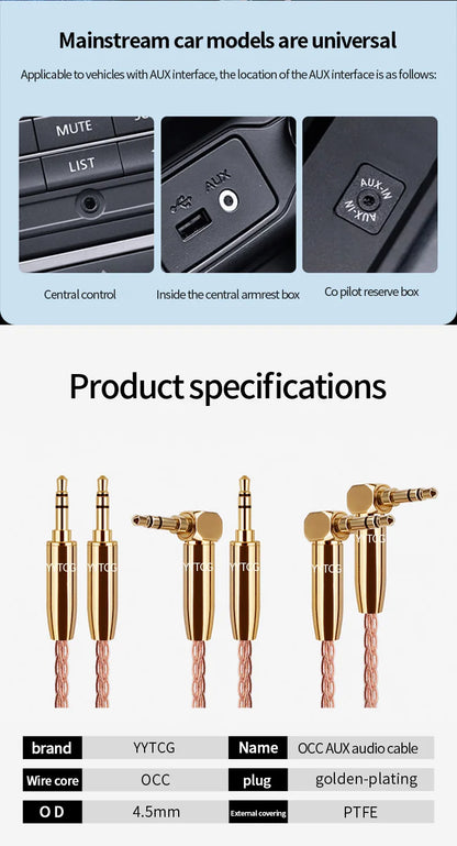 Aux Cable Jack 3.5MM To 3.5MM Audio Cable 7N OCC HIFI 3.5mm Aux Audio Cable Hifi Stereo for Headphone Mobile Phone Speaker TV