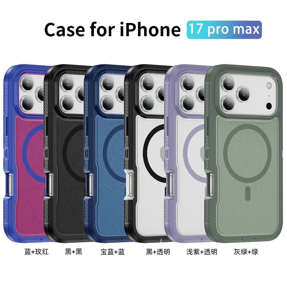 Military Grade OTT Armor Anti-Slip Phone Case For iPhone 18 17 Pro Max Air 16 15 14 Plus 13 For MagSafe Charger Protection Cover