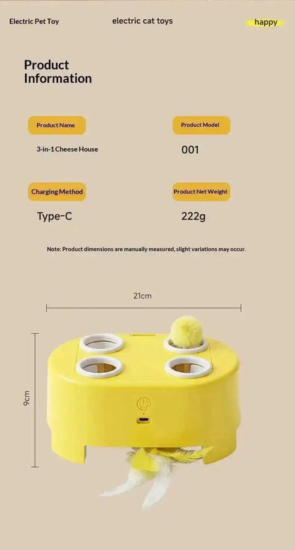 Whack A Mole Smart Cat Toy Automatic Pop-Up Rechargeable Feather Toy for Cats Interactive Playing Kitten Training Pet Supplies