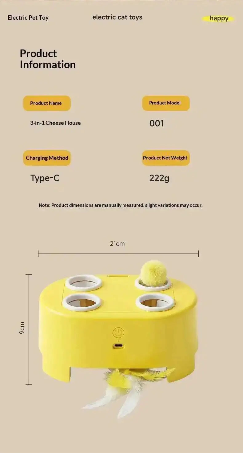 Whack A Mole Smart Cat Toy Automatic Pop-Up Rechargeable Feather Toy for Cats Interactive Playing Kitten Training Pet Supplies
