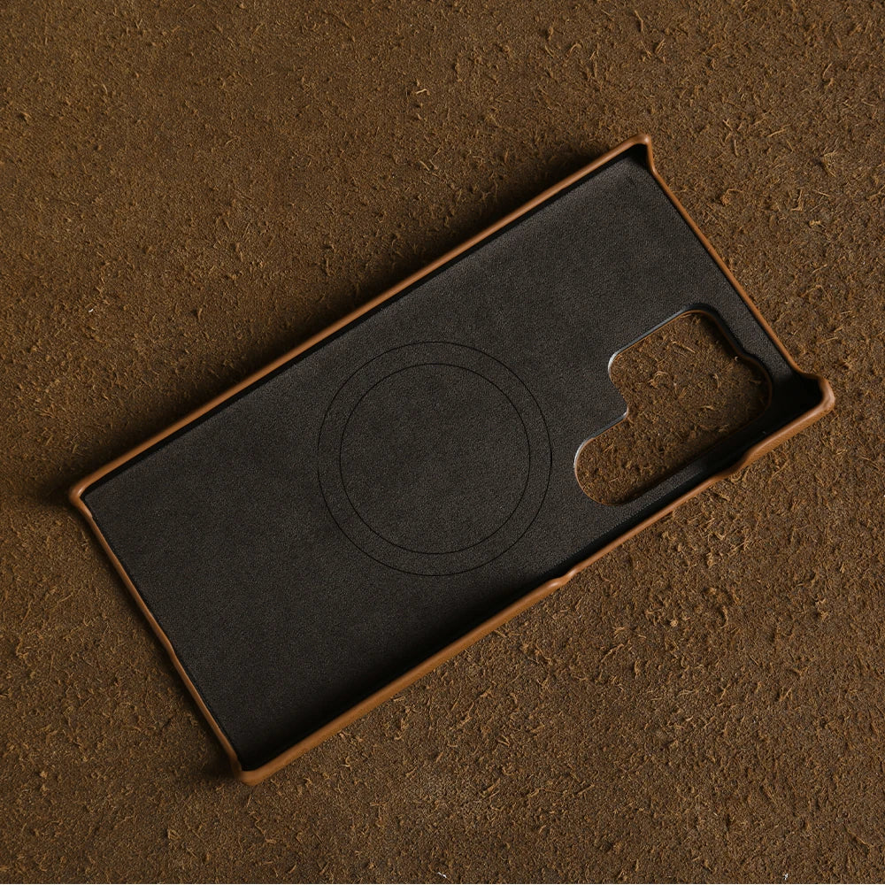 Handmade Premium Genuine Leather Magnetic Case for Samsung Galaxy S25 Ultra Case S24FE S23 S22 S21 S20 Note20Ultra Magsafe Cover