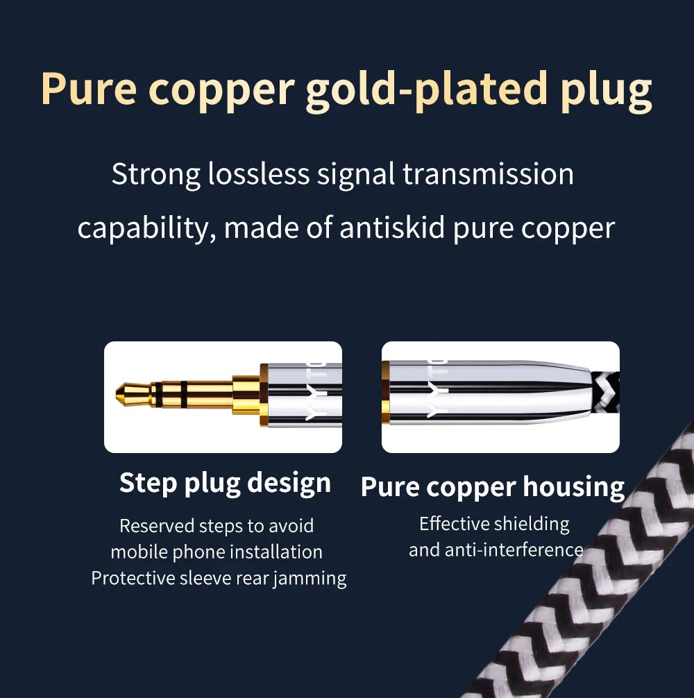 YYTCG 4.4mm Balanced to 3.5mm AUX Audio Cable OFC Male to Male HIFI Interconnect Cord For Audio Player DAC Amplifier Headphone