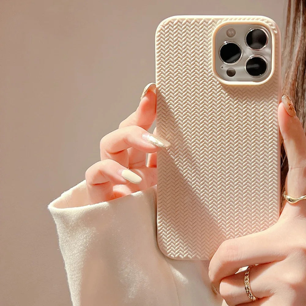 Colored Autumn and Winter Solid Weave Pattern Phone Case For Iphone 14 13 12 11 Pro Max X XR XSMAX 7 8 Plus Fashion New Products