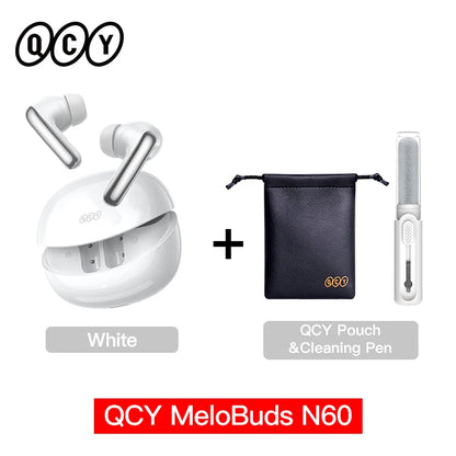 QCY MeloBuds N60 HT19 Wireless Bluetooth 6.0 Earphones 56dB Hybrid ANC LDAC Hi-Res Audio with Coaxial Dual Driver Earbuds 45Hrs