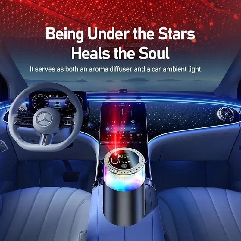 Smart Car Air Freshener With RGB Ambient Light, Galaxy Cloud Mist, Auto On/Off, Built-in Battery, Car Aroma Diffuser, Home, Offi