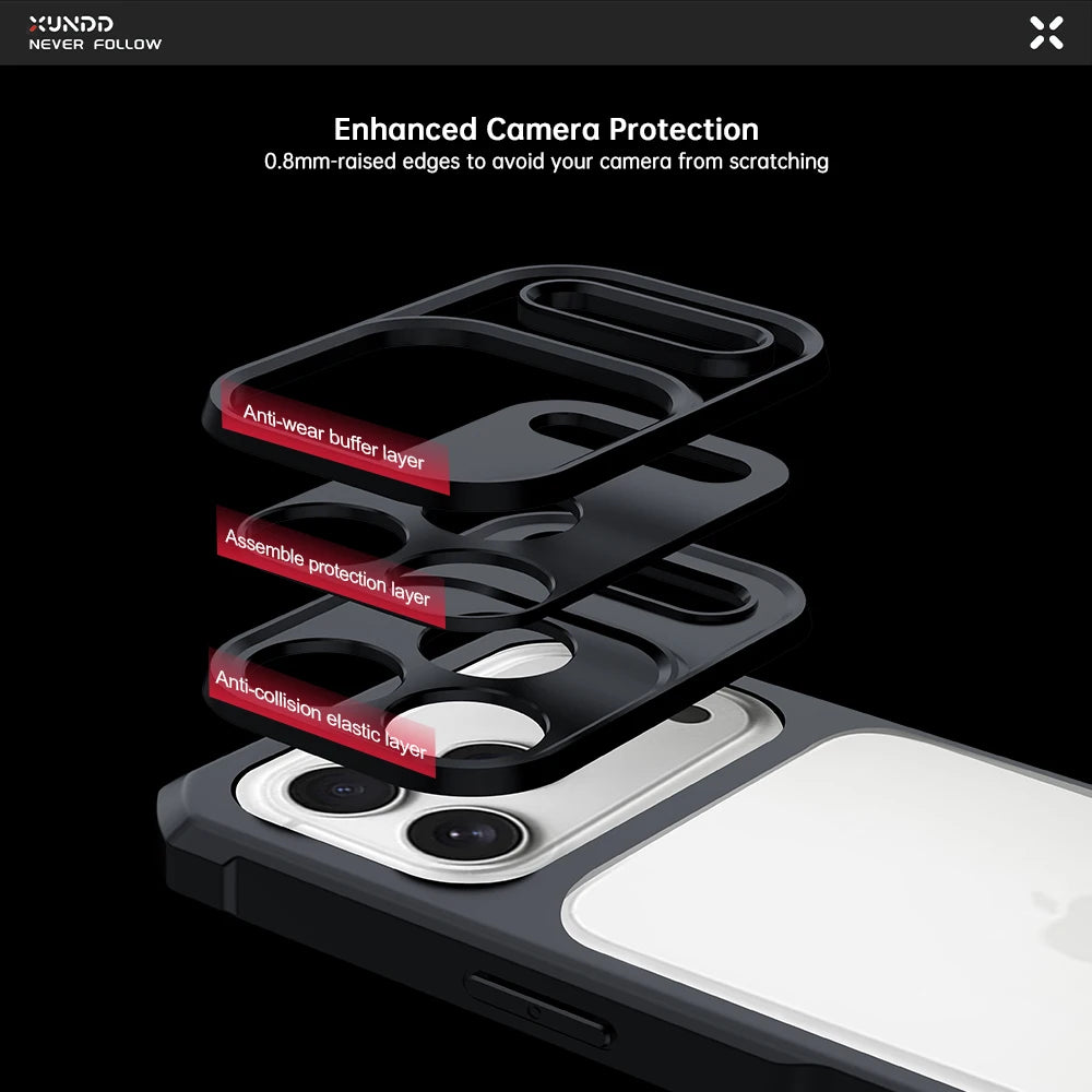 XUNDD Case For iPhone 18 Pro Max 18 Pro MagSafe Magnetic Stand Shockproof Clear Airbag PC TPU Cover Camera Lens Protection Shell