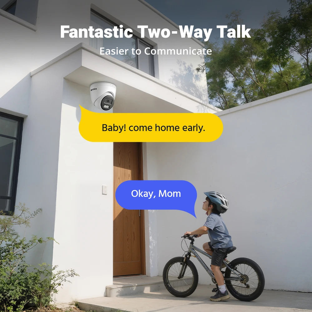 ANNKE Smart Home Security Camera 3K 5MP PoE Outdoor IR Night Vision EXIR Dome Cam with Person Vehicle Detection Audio Recording