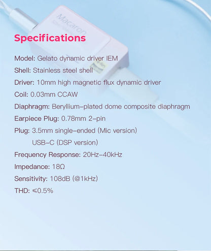 iBasso Jr. Gelato HiFi Wired Earphones In Ear Music Headphones High Quality Sport Headset Customized Pc Gamer Accessories Gifts