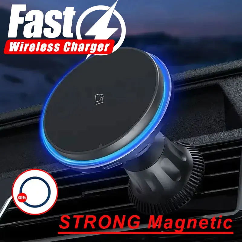 LED/RGB Magnetic Car Wireless Charger For iPhone 12 13 14 15 Pro Max Macsafe Car Phone Holder Stand Mount Fast Charging Station