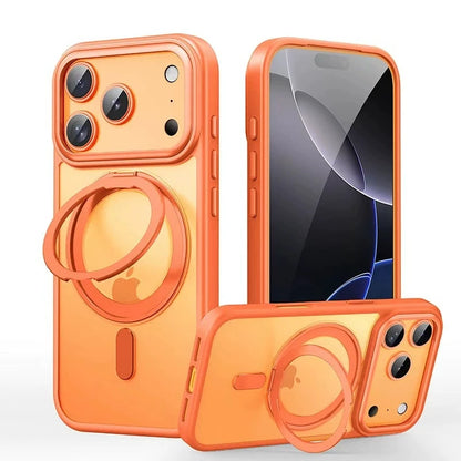 For iPhone 18 17 16 Pro Max Metal Ring Magnetic Case Rotation Stand Foldable Luxury Cover For iPhone 17 Pro Max Case