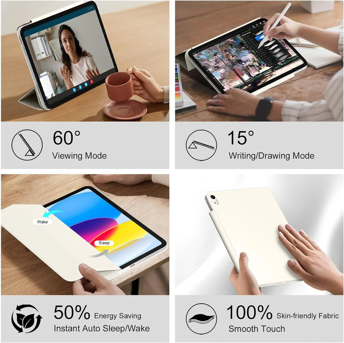 ZOYU for iPad A16 10/11th Ultra-Slim & Light, Strong Magnetic Attachment Case, iPad Pro 11 12.9 Air 4/5th 11/13 Mini 6/7th Cover