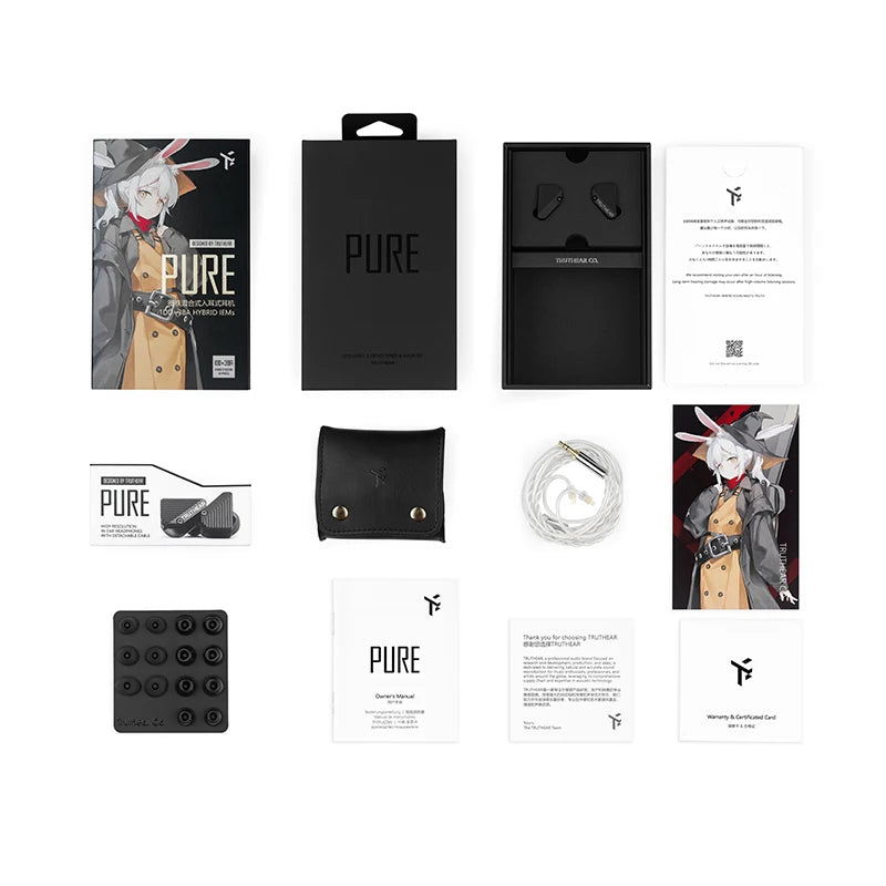 TRUTHEAR PURE Earphones 1DD+3BA Hybrid Wired In-Ear Headphones HIFI Earplugs 3.5mm Plug 0.78mm 2Pin Gaming Headset