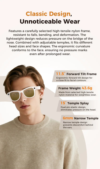 2026 New AI Smart Glasses Camera 800W Lens 30MP Photo 1200P Video Recording Bluetooth 5.3 WiFi Translation Sunglasses Men Women